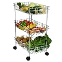 3 Shelf Fruit and Vegetable Stainless Steel Multipurpose Stand Basket Trolley Storage Rack Shelf for Vegetable, Onion Cutlery Kitchen, 41 L X 23 W X 53 H Cm Premium Edition (3 Shelf)