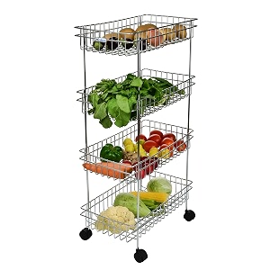 zinbell multipurpose stainless steel portable modern trolley storage vegetables amp fruits pickles jars container basket organizer trolley rack bathroom shelf with wheels 4 shelf