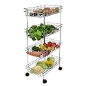 Zinbell Multipurpose Stainless Steel Portable Modern Trolley, Storage Vegetables &amp; Fruits, Pickles Jars Container Basket Organizer Trolley Rack, Bathroom Shelf with Wheels (4 Shelf)