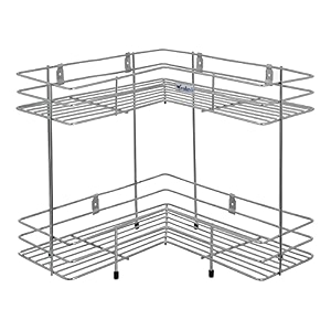 stainless steel l shape corner shelf stand cutlery modular kitchen multipurpose organizer 2 layer