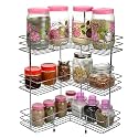 Kitchen Storage Rack, Stainless Steel, 3-Tier Fruit and Vegetable Basket Shelf (3 Shelf L-Shape Rack)