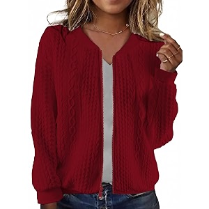 WROLEM Womens Zip Up Cardigan Sweater Cable