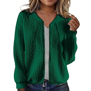 WROLEM Womens Zip Up Cardigan Sweater Cable