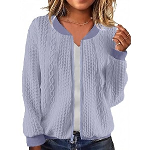 WROLEM Womens Zip Up Cardigan Sweater Cable