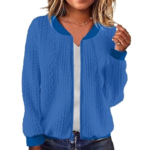 WROLEM Womens Zip Up Cardigan Sweater Cable