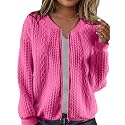 WROLEM Women39s Zip Up Cardigan Sweater Cable
