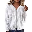 WROLEM Women39s Zip Up Cardigan Sweater Cable