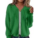 WROLEM Women39s Zip Up Cardigan Sweater Cable
