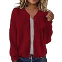 WROLEM Women39s Zip Up Cardigan Sweater Cable