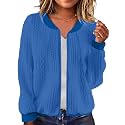 WROLEM Women39s Zip Up Cardigan Sweater Cable