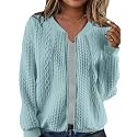 WROLEM Women39s Zip Up Cardigan Sweater Cable