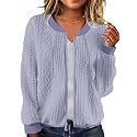 WROLEM Women39s Zip Up Cardigan Sweater Cable