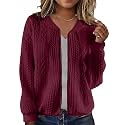 WROLEM Women39s Zip Up Cardigan Sweater Cable