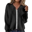 WROLEM Women39s Zip Up Cardigan Sweater Cable