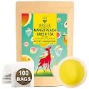 WT WEETEE Mango Peach Green Tea Bags 100ct, Caffeinated Fruity Flavored Tea