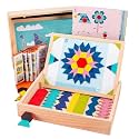 Wudly 3in1 Wooden Easel Board for Kids - Double Sided Magnetic Whiteboard and Blackboard with Chalk Duster Marker Adjustable Height Drawing &amp; Writing Board Learning Writing Board for 3+ Years