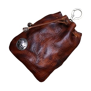 1 pcs leather mini medieval pouch keychain coin organizer change holder leather drawstring pouch for men amp women