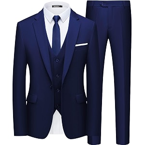 wulful mens slim fit suit one button 3-piece blazer dress business wedding party jacket vest amp pant