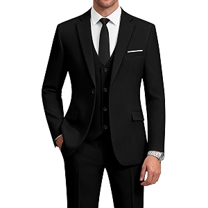 wulful mens slim fit suit one button 3-piece blazer dress business wedding party jacket vest amp pant