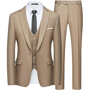 wulful mens slim fit suit one button 3-piece blazer dress business wedding party jacket vest amp pant