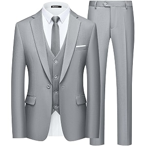 wulful mens slim fit suit one button 3-piece blazer dress business wedding party jacket vest amp pant