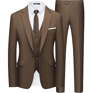 wulful mens slim fit suit one button 3-piece blazer dress business wedding party jacket vest amp pant