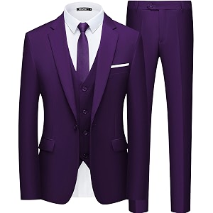 wulful mens slim fit suit one button 3-piece blazer dress business wedding party jacket vest amp pant