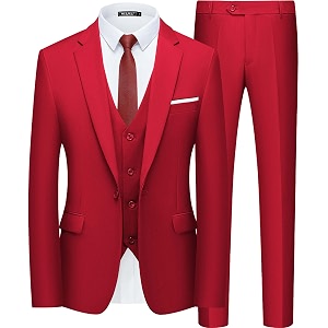 wulful mens slim fit suit one button 3-piece blazer dress business wedding party jacket vest amp pant