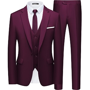 wulful mens slim fit suit one button 3-piece blazer dress business wedding party jacket vest amp pant