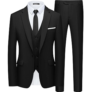 wulful mens slim fit suit one button 3-piece blazer dress business wedding party jacket vest amp pant