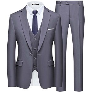 wulful mens slim fit suit one button 3-piece blazer dress business wedding party jacket vest amp pant