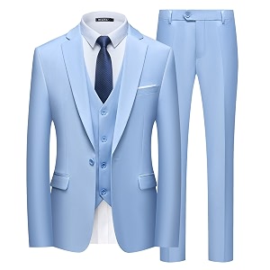 wulful mens slim fit suit one button 3-piece blazer dress business wedding party jacket vest amp pant