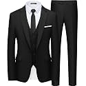 WULFUL Men’s Slim Fit Suit One Button 3-Piece Blazer Dress Business Wedding Party Jacket Vest &amp; Pant