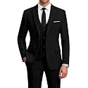 WULFUL Men’s Slim Fit Suit One Button 3-Piece Blazer Dress Business Wedding Party Jacket Vest &amp; Pant