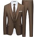 WULFUL Men’s Slim Fit Suit One Button 3-Piece Blazer Dress Business Wedding Party Jacket Vest &amp; Pant
