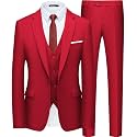 WULFUL Men’s Slim Fit Suit One Button 3-Piece Blazer Dress Business Wedding Party Jacket Vest &amp; Pant