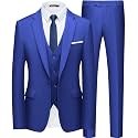 WULFUL Men’s Slim Fit Suit One Button 3-Piece Blazer Dress Business Wedding Party Jacket Vest &amp; Pant