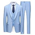 WULFUL Men’s Slim Fit Suit One Button 3-Piece Blazer Dress Business Wedding Party Jacket Vest &amp; Pant