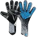 WVVOU Soccer Goalie Gloves Youth & Adult,Goalkeeper Gloves with 4+3mm Super Grip Latex Palm, Ultra Breathable Knitted Strapless,Non-Slip All Weather Football Gloves for Training & Matches