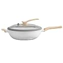 Wwok Ceramic Pot Non-stick Pan Uncoating White Smokeless Non-rust Wok Gas Electricity
