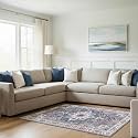 Wyatt &amp; Ash Dream Mink Printed Chenille 5'3" x 7'5" Area Rug Aliyeh Navy
