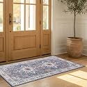 Wyatt &amp; Ash Dream Mink Printed Chenille 2 Piece Set - 24"x48" Accent Rug &amp; 24"x72" Runner Rug Aliyeh Navy
