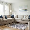 Wyatt &amp; Ash Dream Mink Printed Chenille 6'6" x 9'6" Area Rug Aliyeh Navy
