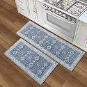 Wyatt & Ash Dream Mink Washable Washable 2-Piece Set Willa Blue/Taupe Geometric 24"x72" Runner & 24"x48" Accent