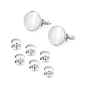 wynameleri Blank Tuxedo Buttons for Men, Round Cufflinks and Studs Set for Tuxedo Shirts Jewelry Gift for Business, Wedding
