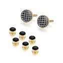 wynameleri Men's Jewelry Cufflinks and Studs for Tuxedo Shirts for Weddings, Business, Dinner, Round Tuxedo Buttons