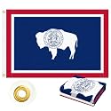 Wyoming Flag 3x5 FT Outdoor, WY Flag Embroidered Bison Heavy Duty Outside