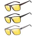 Wzerry Night Vision Glasses for Men, Yellow Tint Anti Glare Night Driving Glasses - Safe Driving Eyewear for Nighttime