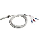 WZPM-201 End Face Thermal Resistance M8/M10 PT100 Temperature Probe Sensor 0.5~2m Cable Length Platinum Resistance(M8x0.75 Thread,Cable L 1.5m)