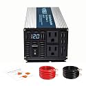 WZRELB 1200W Pure Sine Wave Inverter 48V DC to 110V 120V AC Power Converter with LED Display, Off-Grid Portable Power Inverter with 2 AC Outlets for Home, RV, Truck, Camping